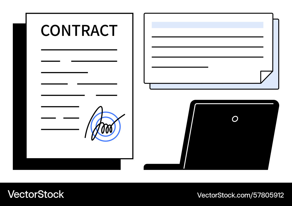 Contract with signature electronic document Vector Image