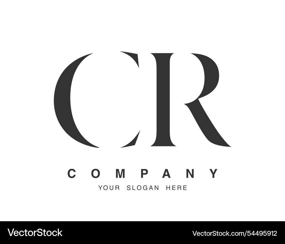 Cr logo design initial letter c and r serif font Vector Image