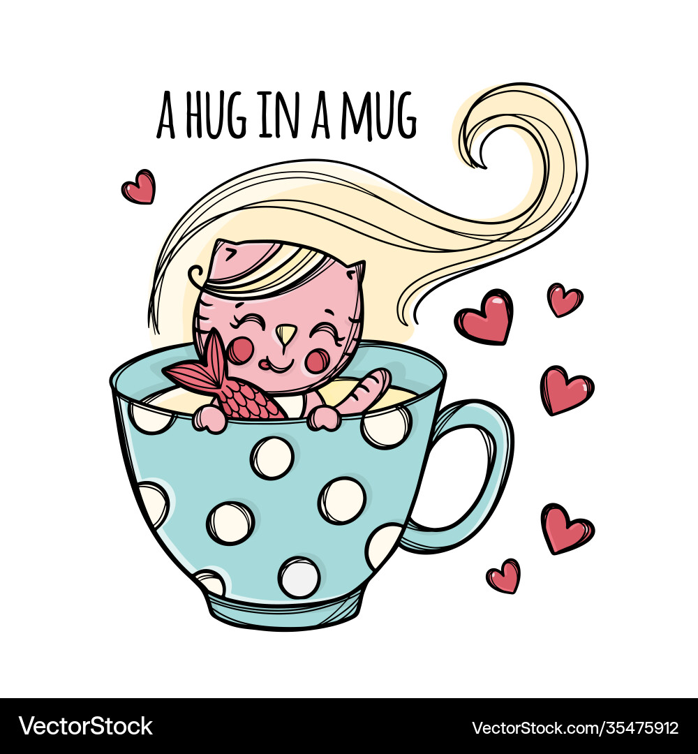 Fishing in mug cat cartoon clip art Fishing in mug cat cartoon clip art vector image