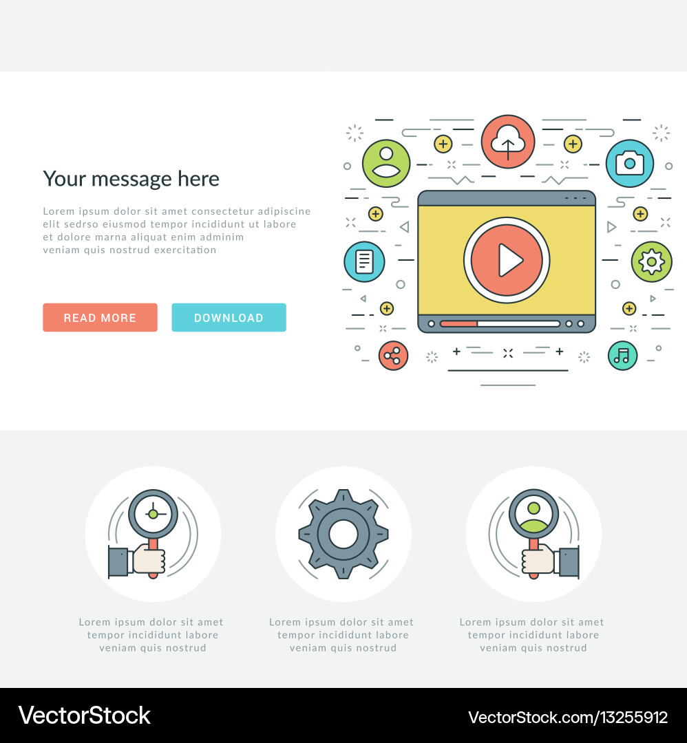 Flat line business concept web site header vector image