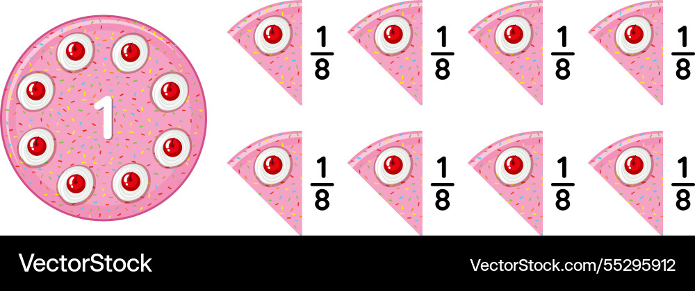 Fractions using donut slice visuals Fractions using donut slice visuals vector image