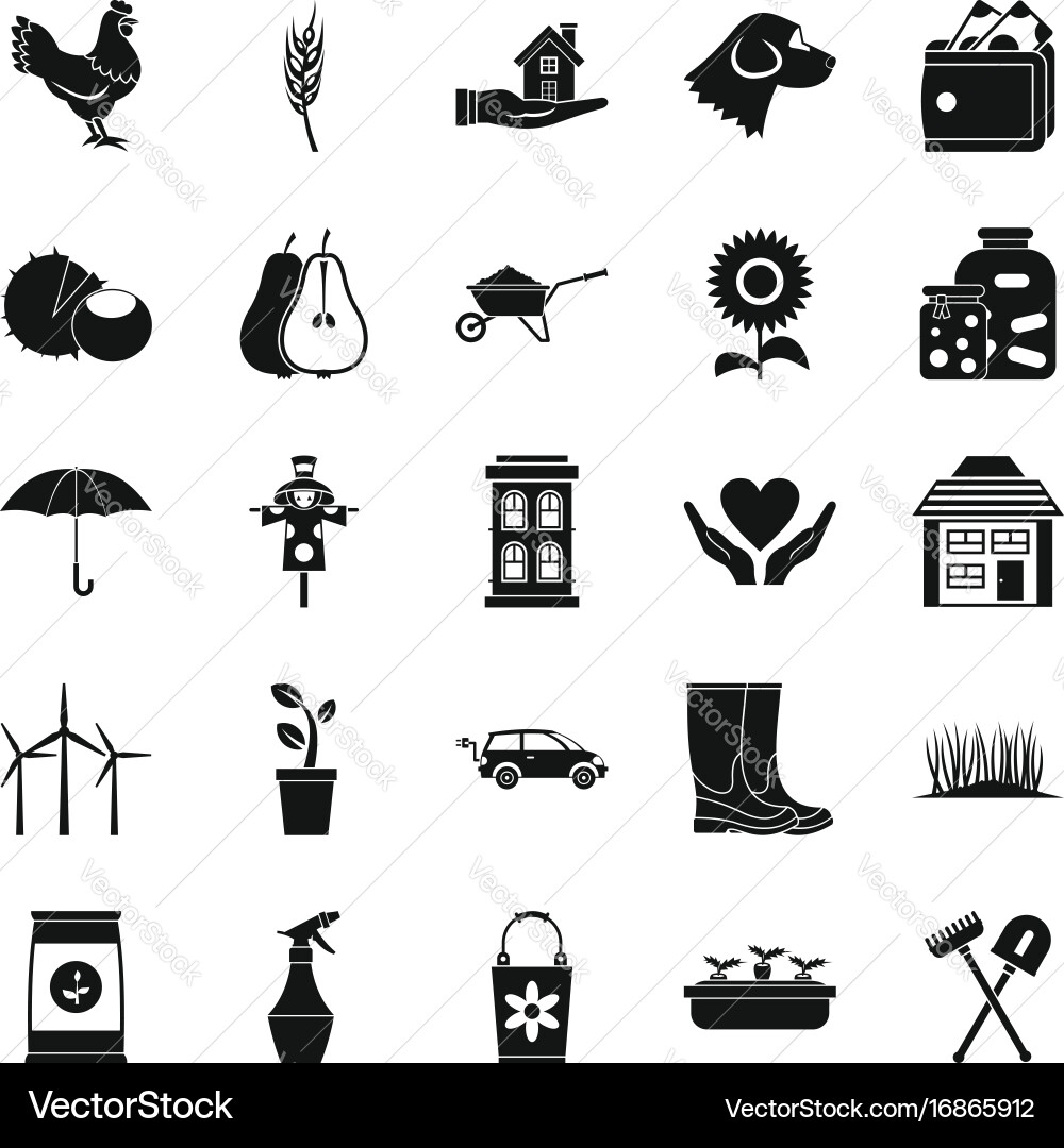 Grange icons set simple style Vector Image