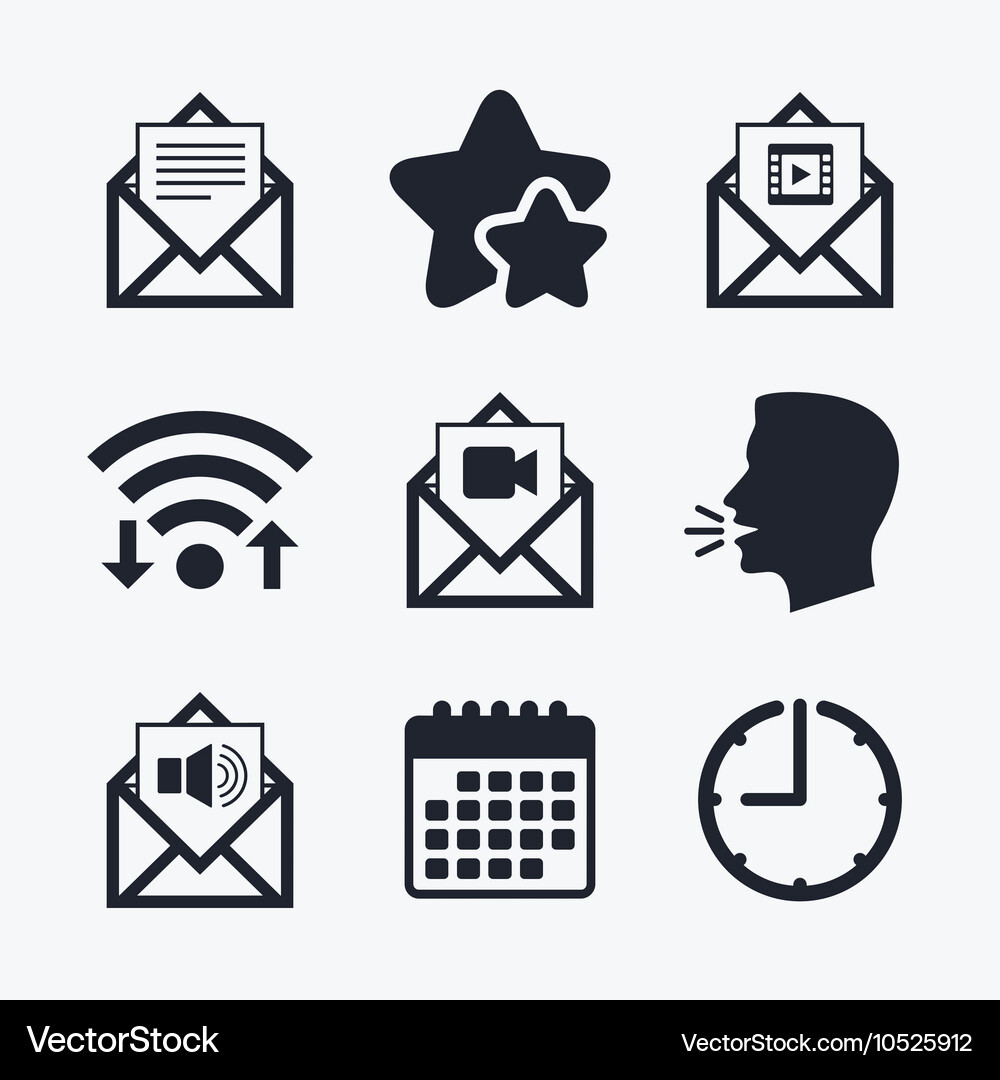Mail envelope icons message document symbols Vector Image