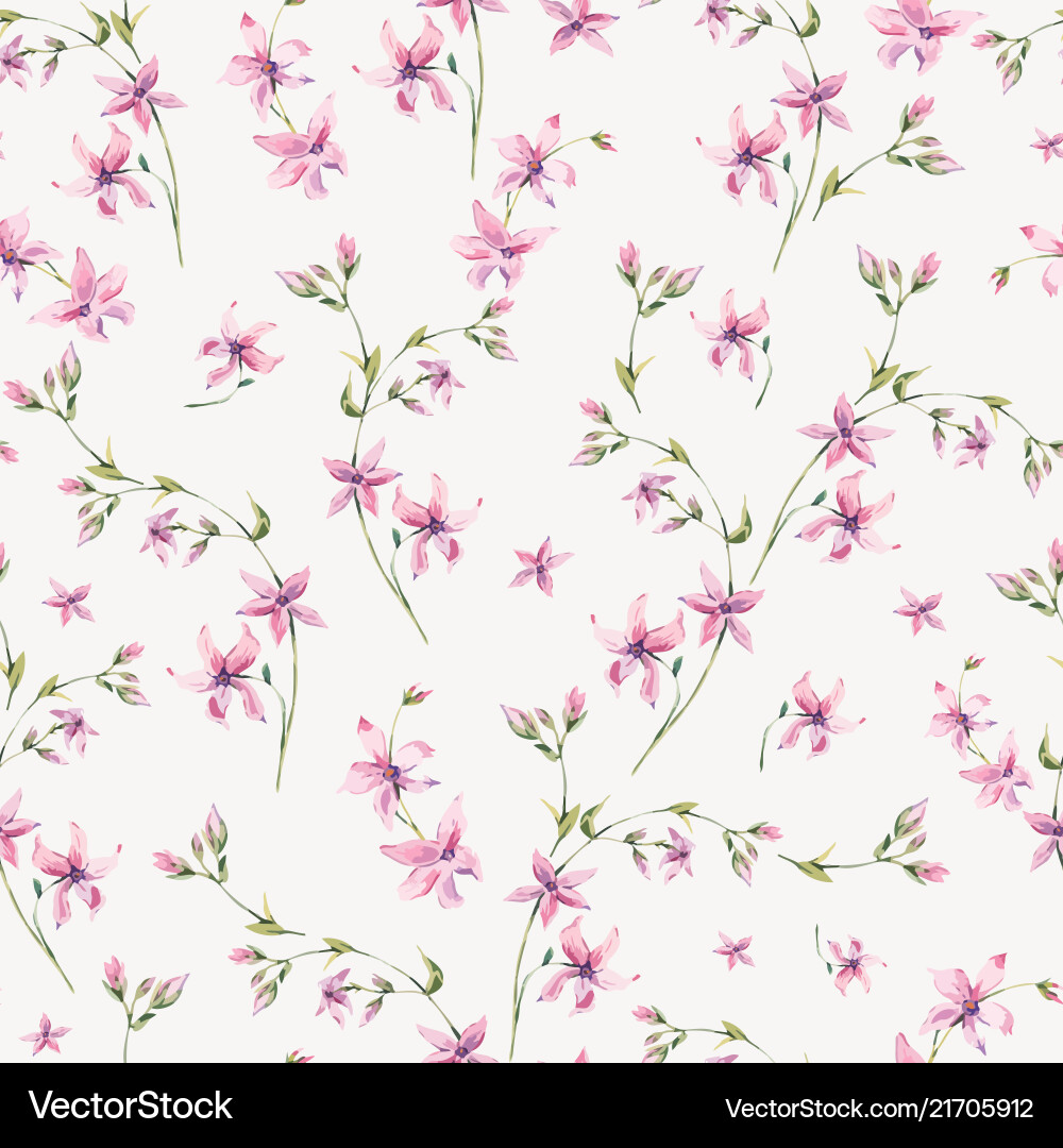 Pink Wildflower Seamless Pattern Vector Image