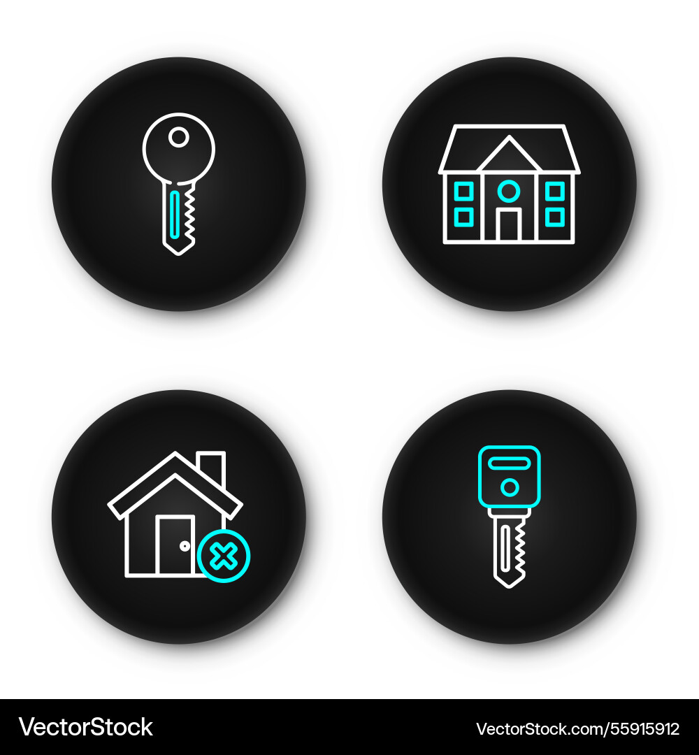 Set line house key with wrong mark and icon Set line house key with wrong mark and icon vector image