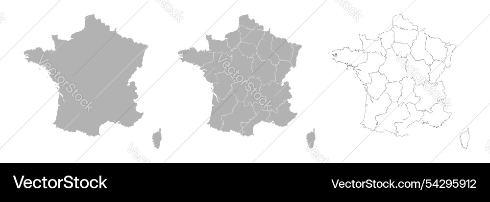 Set of france maps with main map and regional Vector Image