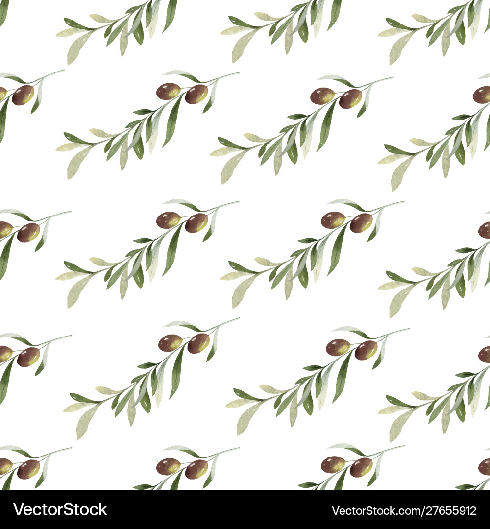 Watercolor seamless pattern olive Watercolor seamless pattern olive vector image