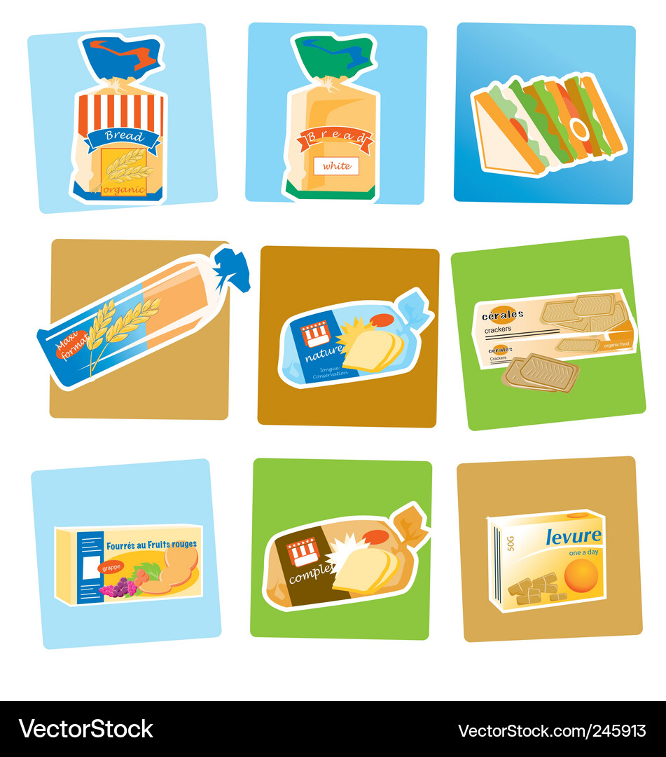Assorted Breads and Crackers Vector Image
