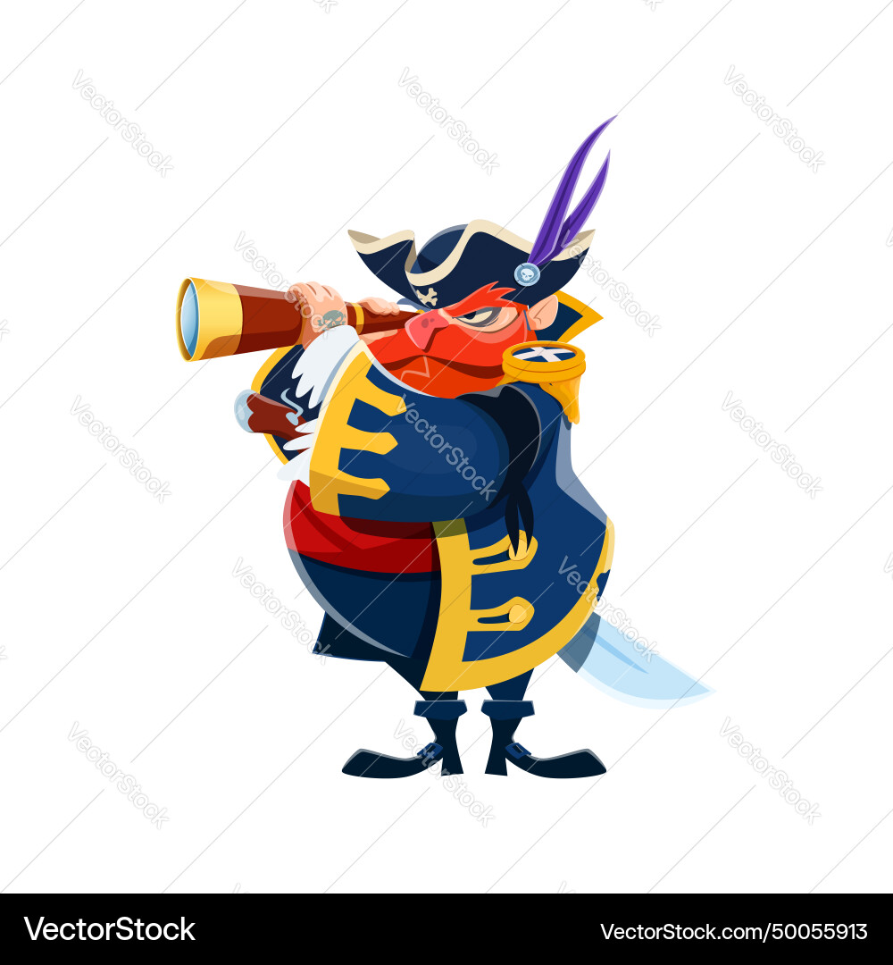 Cartoon Piraten Kapitän Charakter Griffe ein Spionglas Cartoon Piraten Kapitän Charakter Griffe ein Spionglas vektorbild
