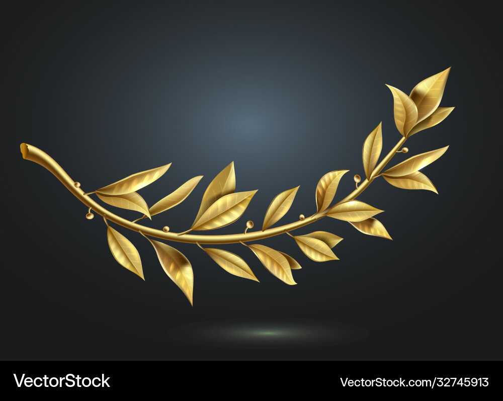 Goldener Lorbeerzweig Teilsieger Kranz Vektorbild