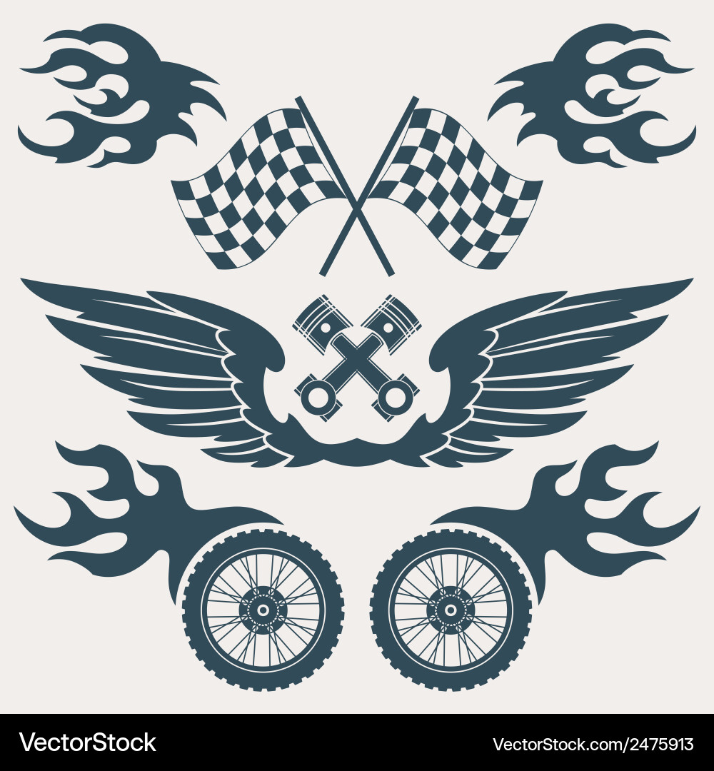 Motorcycle Grunge Elements Vector Image