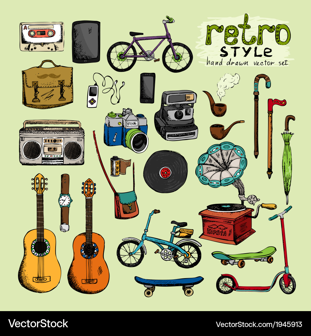 Retro Style Objects vector image