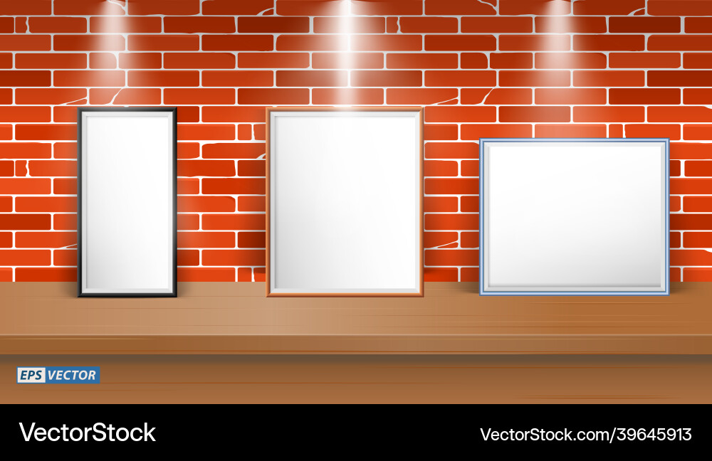 Set of realistic blank photo frame on table Set of realistic blank photo frame on table Vector Image