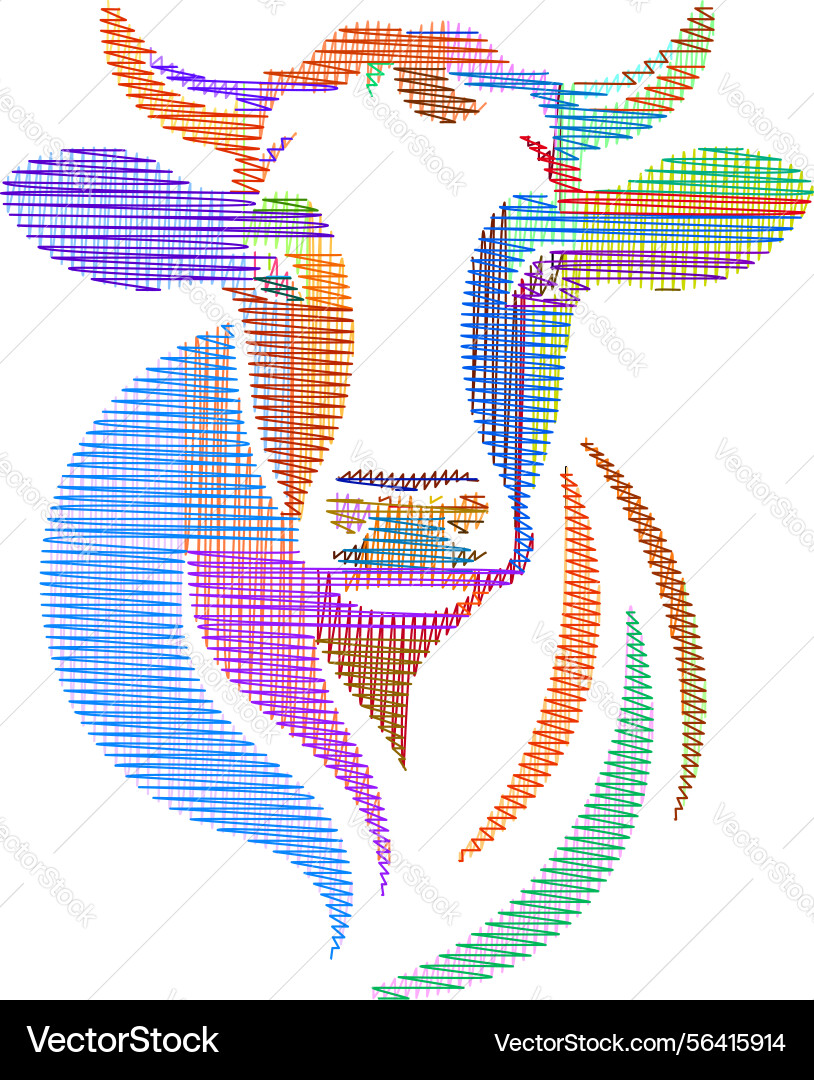 A cows head with artistic line patterns A cows head with artistic line patterns Vector Image