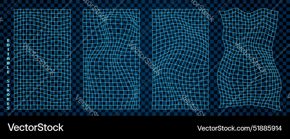 Abstract 3d wireframe mesh grid shapes with wavy Abstract 3d wireframe mesh grid shapes with wavy vector image
