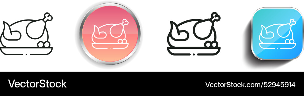 Chicken icon thin linear regular and button style Vector Image