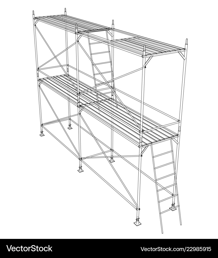 3d outline scaffold rendering of 3d outline scaffold rendering of vector image