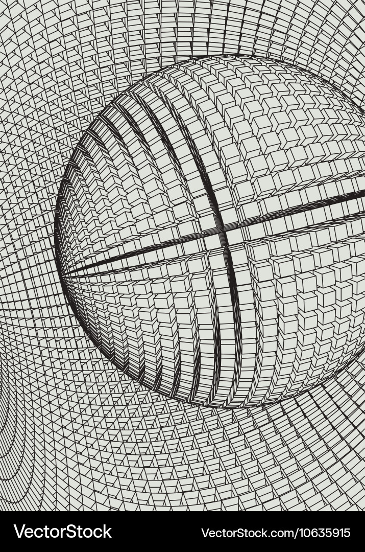Abstract 3d illuminated distorted mesh sphere vector image