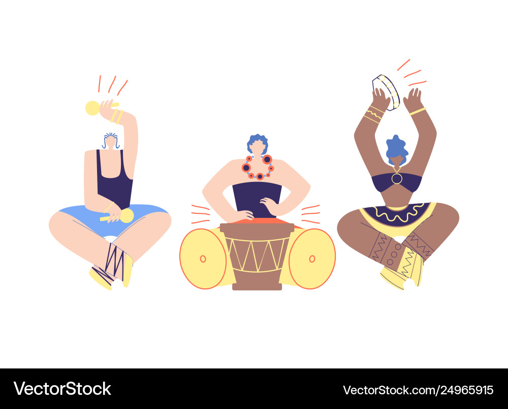 African folk tribal musician band flat cartoon African folk tribal musician band flat cartoon vector image