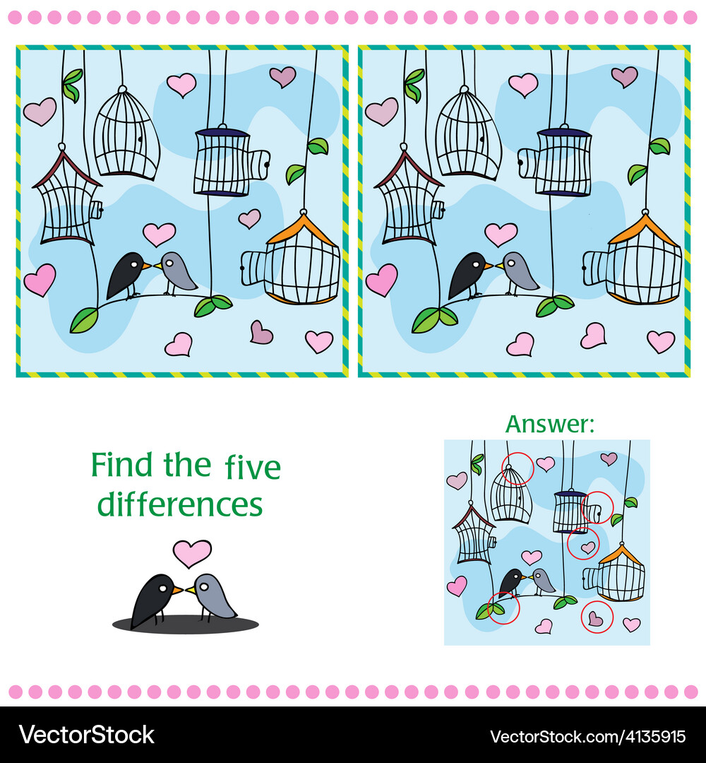 Find differences between the two images Vector Image