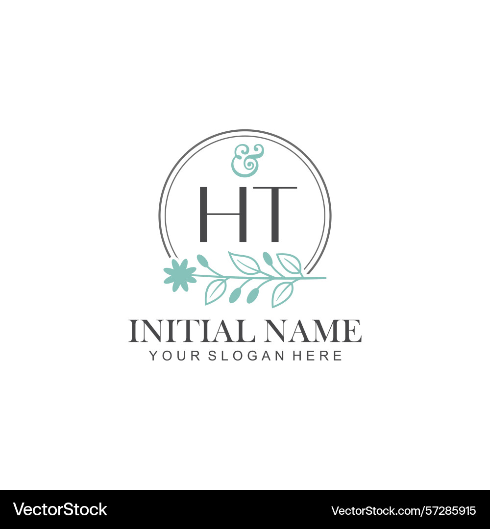 Ht initial logo templates with botanical elements Ht initial logo templates with botanical elements vector image