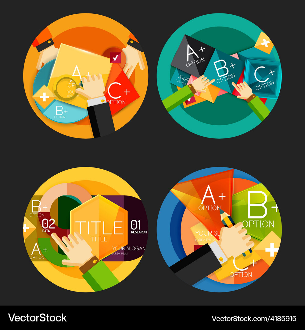 Set of option presentation labels flat design web Vector Image