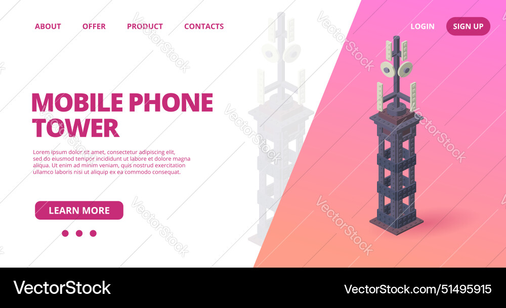 Web template with a mobile phone tower Web template with a mobile phone tower vector image
