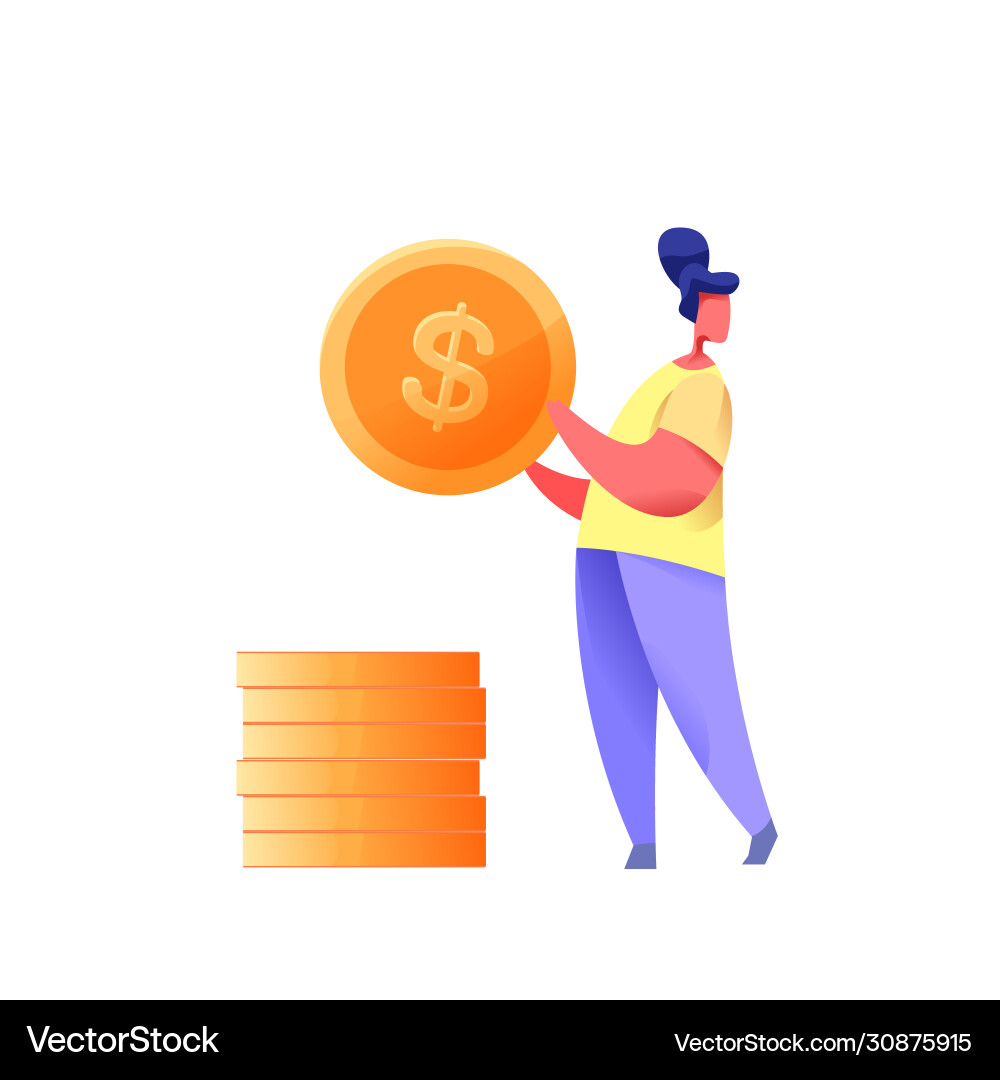 Young woman golden coin with dollar Young woman golden coin with dollar vector image