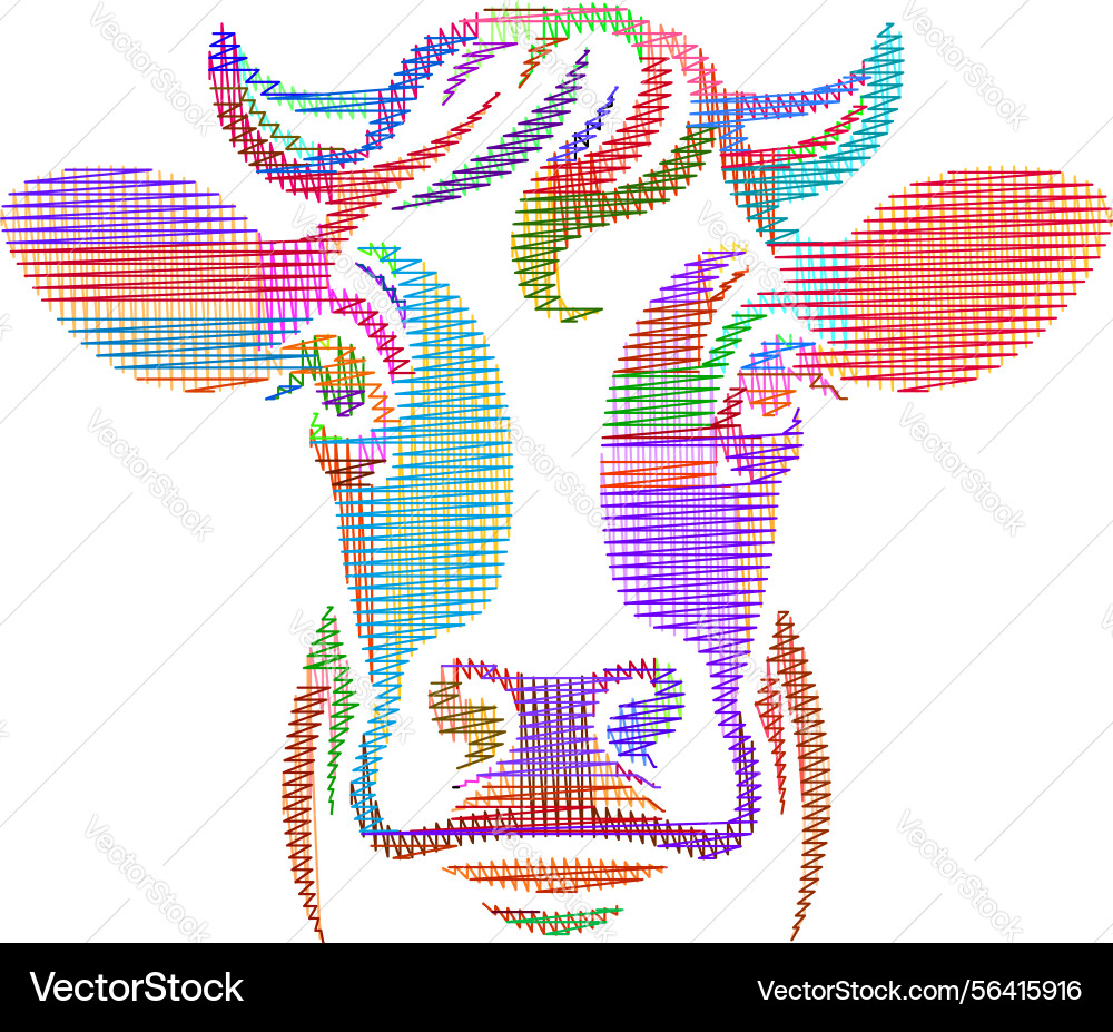 A cows head with artistic line patterns Vector Image