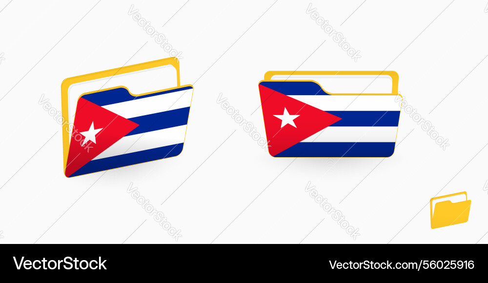 Cuba flag on two type of folder icon Vector Image