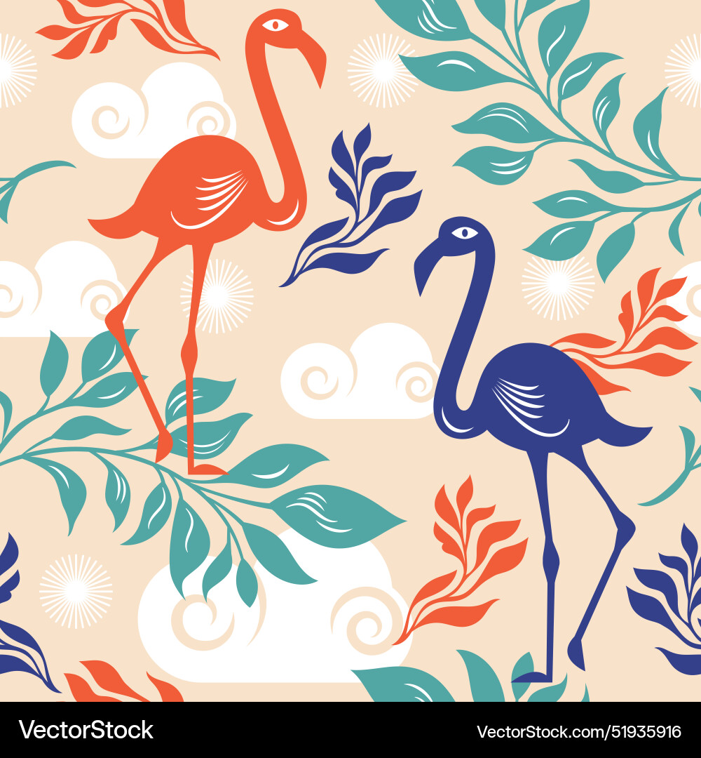 Flamingo Botanical Pattern vector image