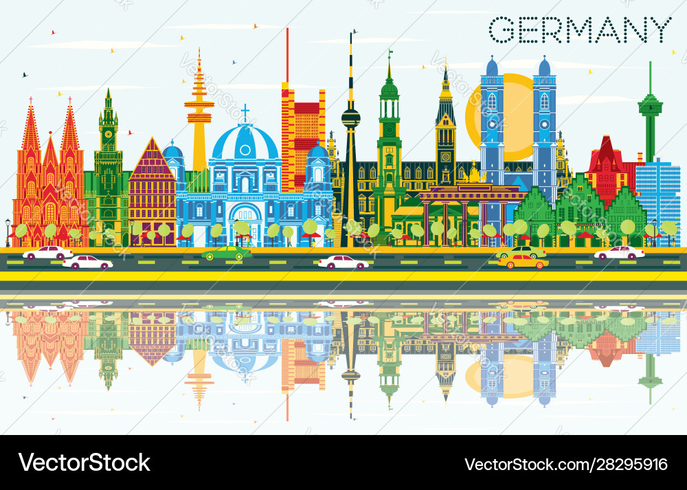Germany city skyline with color buildings blue Germany city skyline with color buildings blue vector image