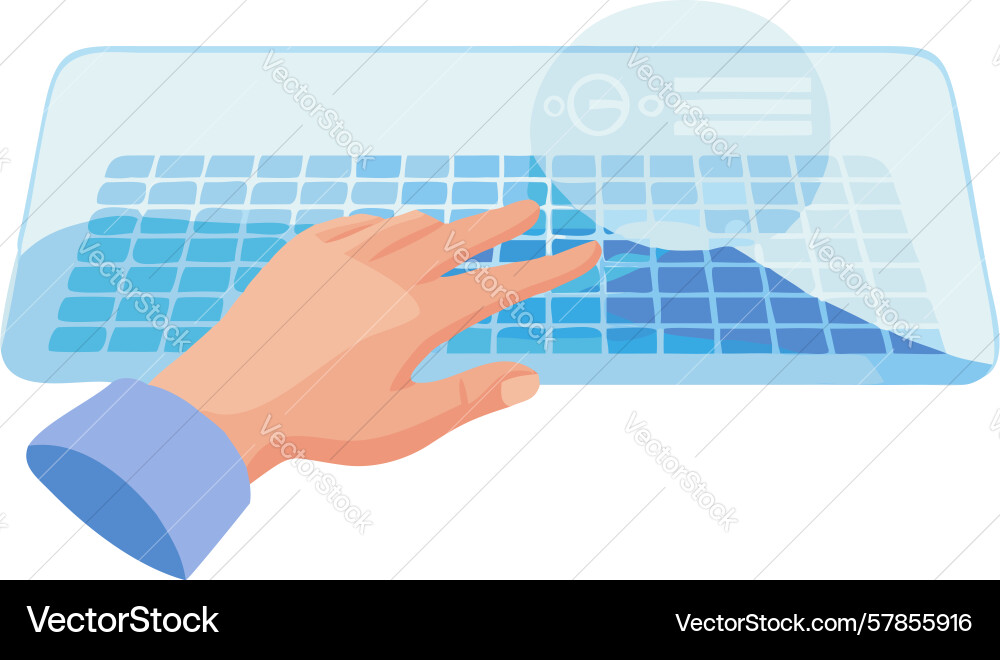 Hands on keyboard with screen reflection digital Vector Image