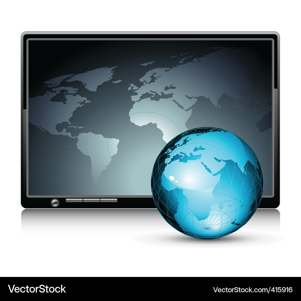 Lcd panel with world background Vector Image