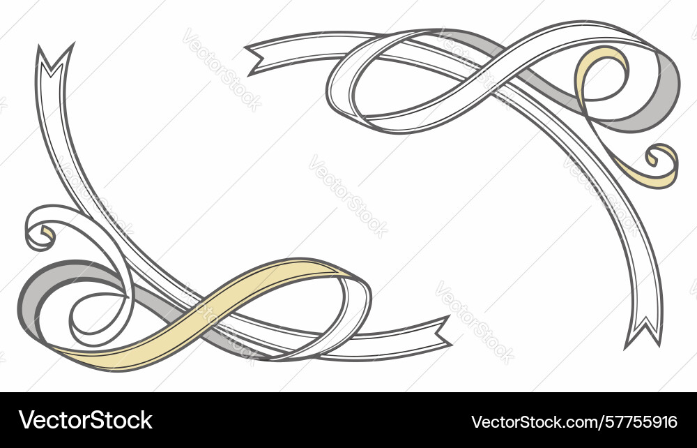 Ribbon scrollwork frame elegant swirls vector image