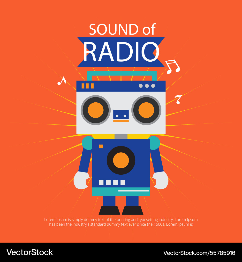 Robot background made with a radio Vector Image