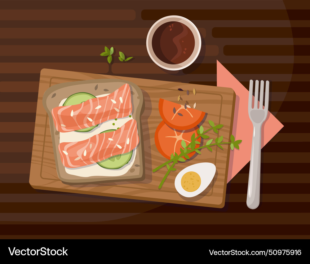 Sandwich mit Lachs oder Forelle Sahne Käse Ei Sandwich mit Lachs oder Forelle Sahne Käse Ei vektorbild