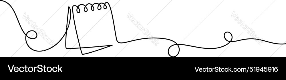 Table calendar wavy frame continuous one line Table calendar wavy frame continuous one line vector image