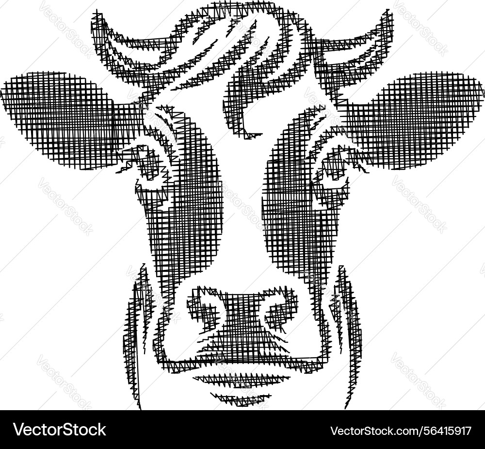 A cows head with artistic line patterns Vector Image