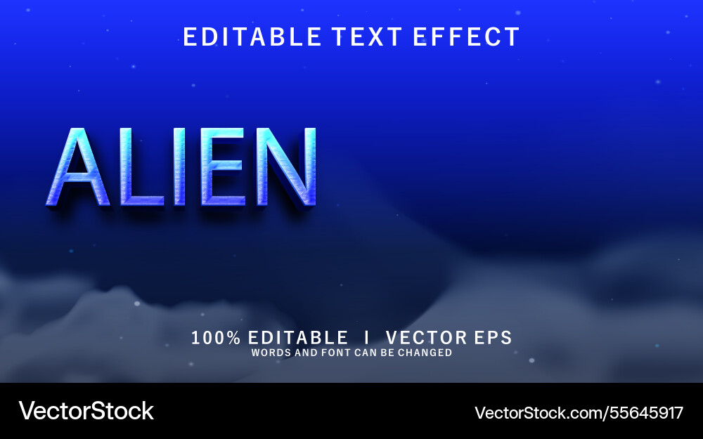 Alien 3d text effect with modern style design Alien 3d text effect with modern style design vector image