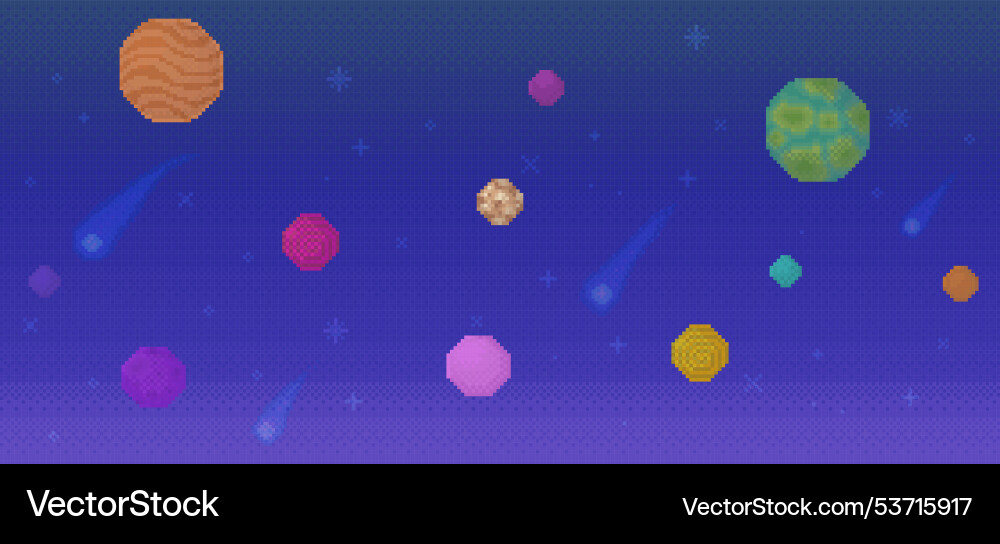 Colourful celestial objects and comets floating Colourful celestial objects and comets floating vector image