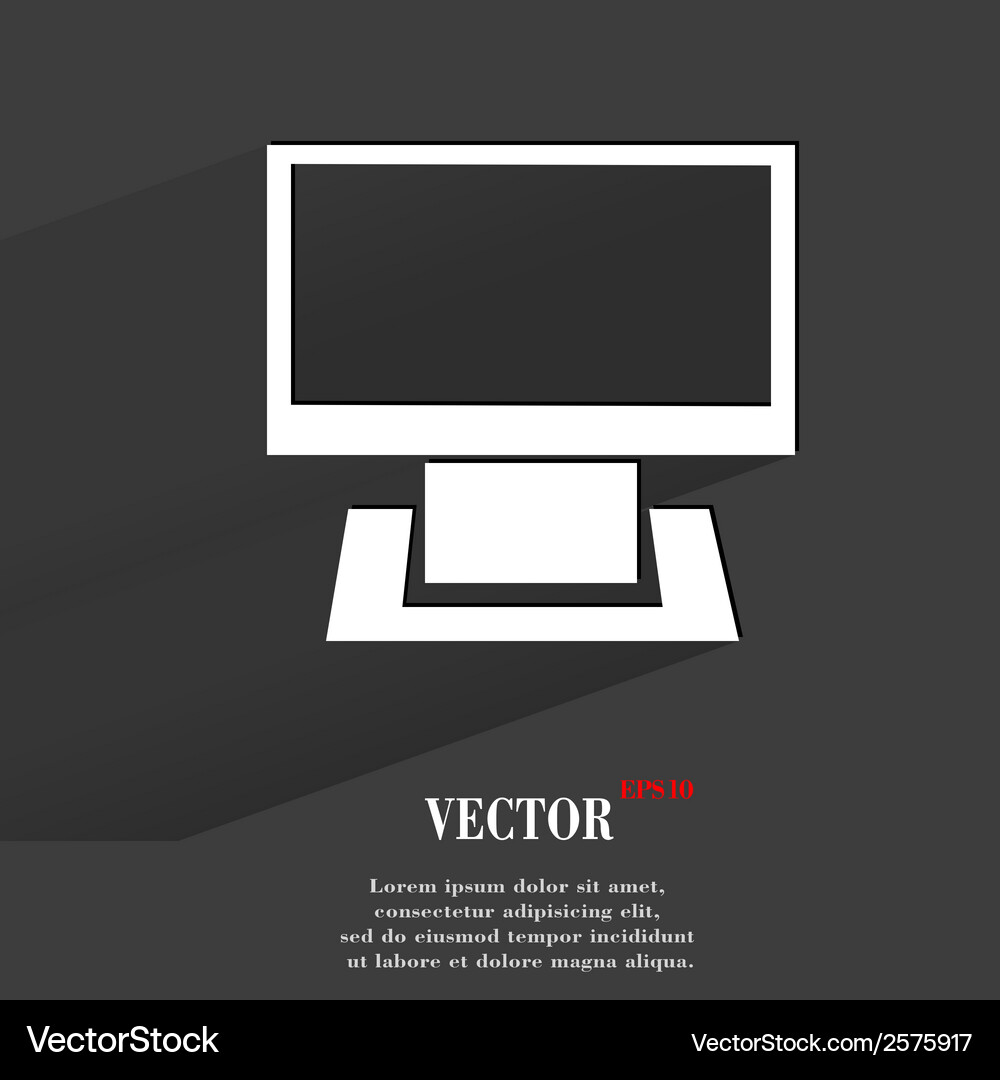 Computer flat modern web button with long shadow Vector Image