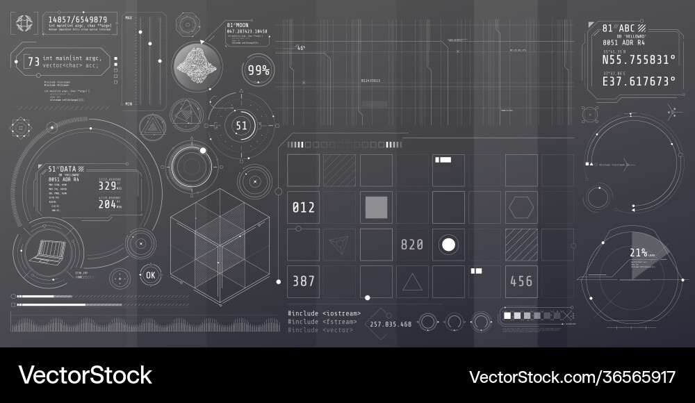 Futuristic Data Control HUD Elements Vector Image