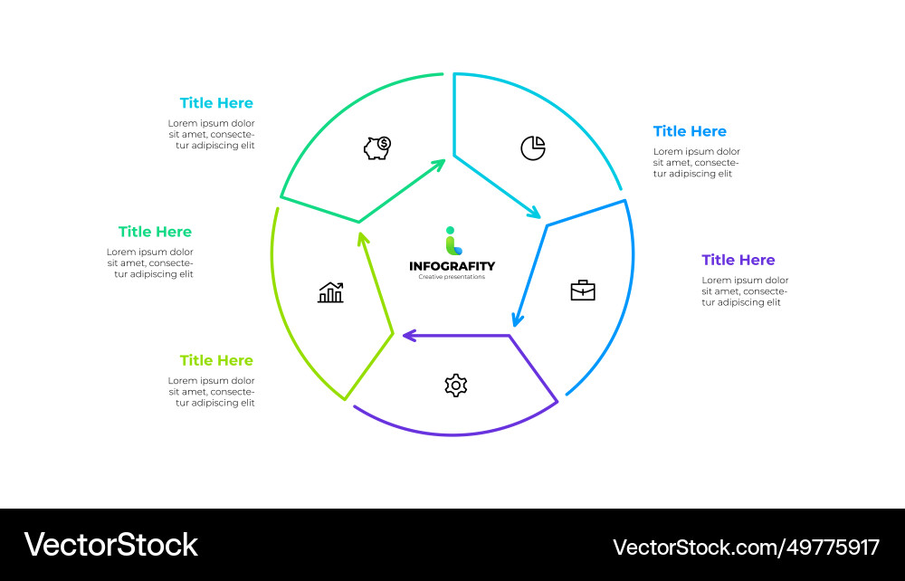Gliederungsdiagramm in 5 Sektoren Gliederungsdiagramm in 5 Sektoren vektorbild