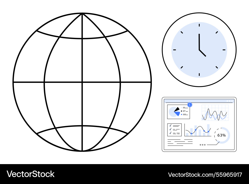 Global connectivity with analytics and time Global connectivity with analytics and time vector image