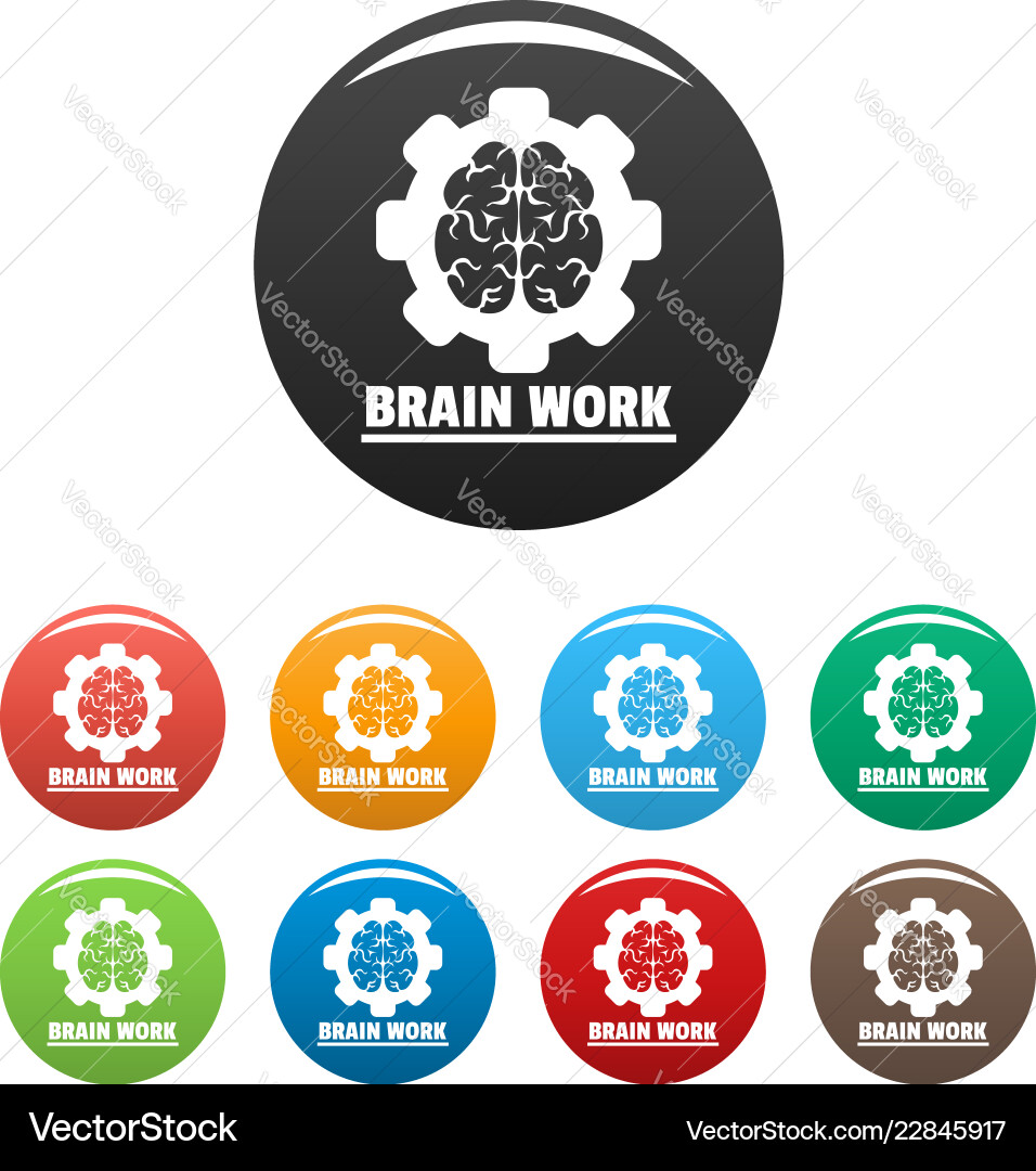 Logic brain work icons set color Logic brain work icons set color vector image