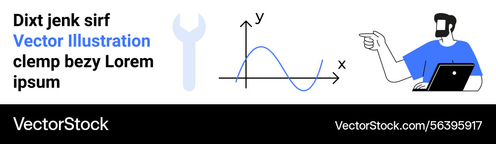 Man gesturing zu graph und schlüssel mit text Man gesturing zu graph und schlüssel mit text Vektorbild