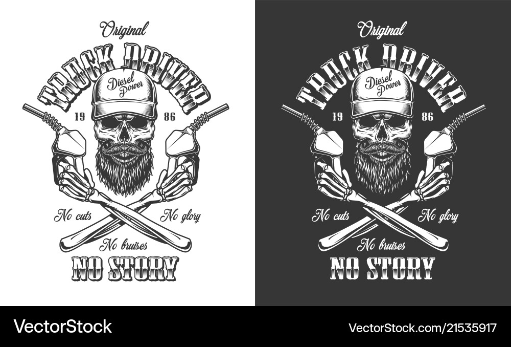 Monochrome Skull Trucker Emblem Vector Image