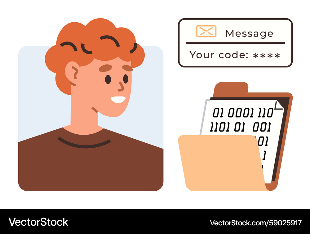 Secure Code Delivery - Man Reading Message Vector Image