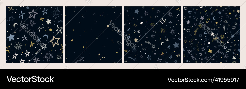 Set of space seamless patterns with planets Set of space seamless patterns with planets vector image